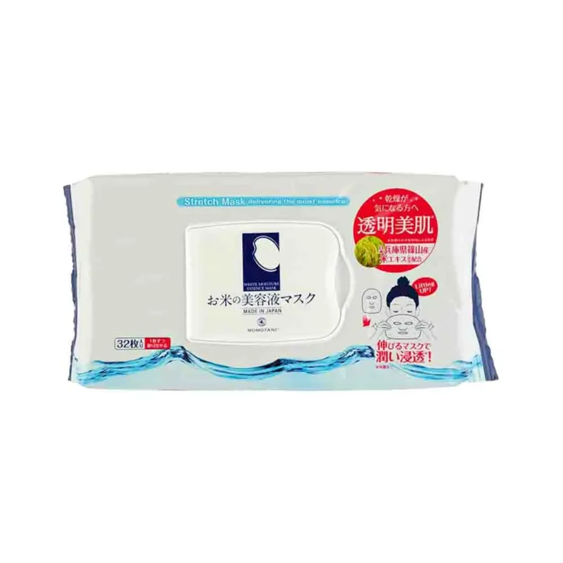 4902468804014 Увлажняющие маски для лица с экстрактом риса MOMOTANI Rice Moisture Essence Mask, 32шт