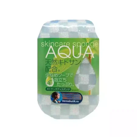 Мочалка-спонж AISEN AQUA с хитозаном голубая, BQ421