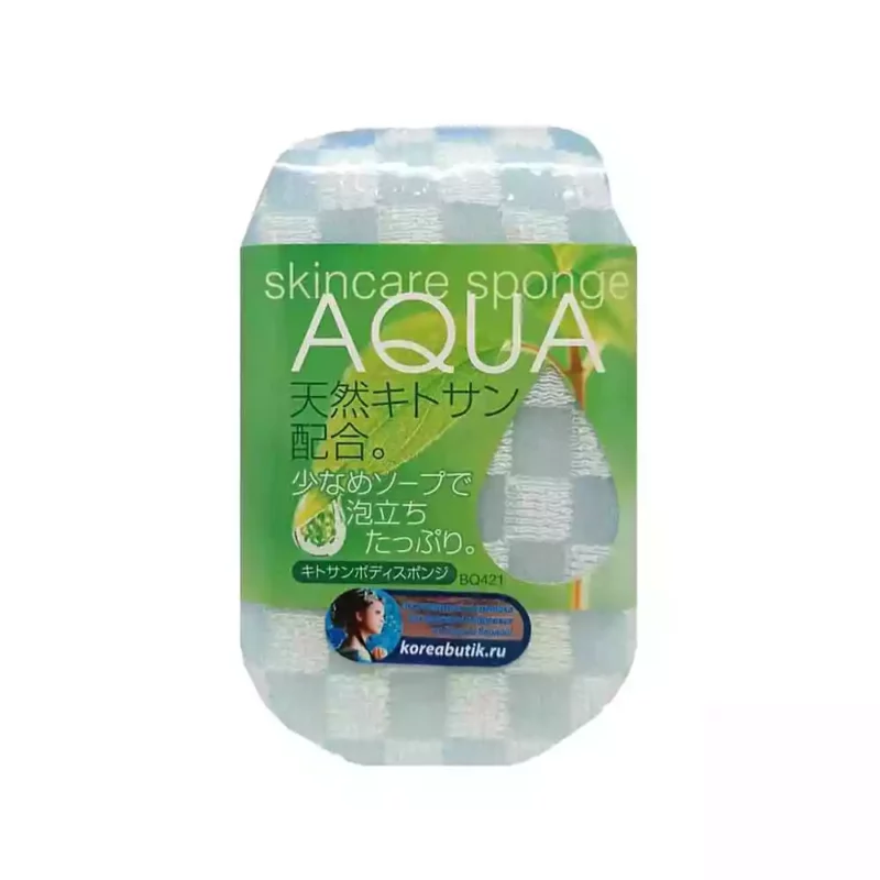 Мочалка-спонж AISEN AQUA с хитозаном голубая, BQ421