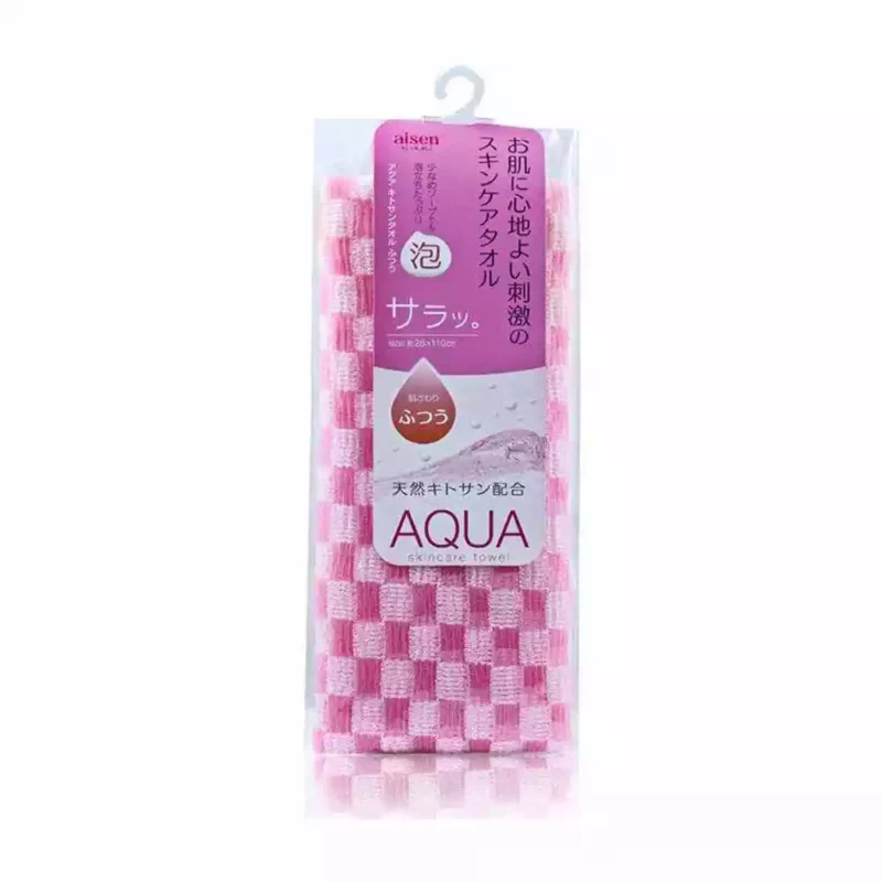 Мочалка AISEN AQUA с хитозаном розовая