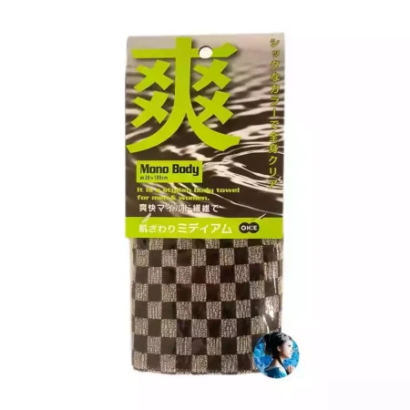 Мочалка для тела средней жесткости Черно-Серебристая OHE Nylon Towel Medium Black-Silver