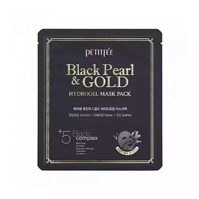Маска гидрогелевая с золотом и черным жемчугом Petifree Black Pearl Gold Hydrogel Mask Pack