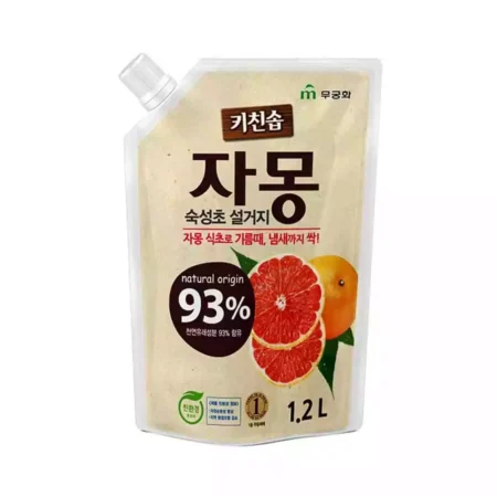 Средство для мытья посуды, овощей и фруктов, в холодной воде Mukunghwa Rich Bubble Grapefruit, 1,2л