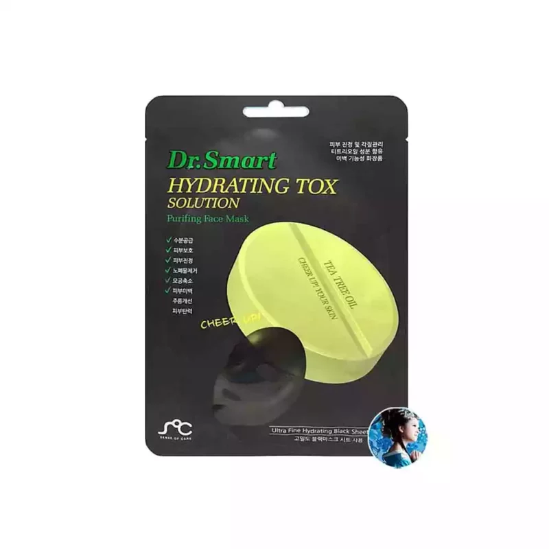 Тканевая маска для проблемной кожи лица с маслом чайного дерева DR.SMART Hydrating Tox Solution Purifing