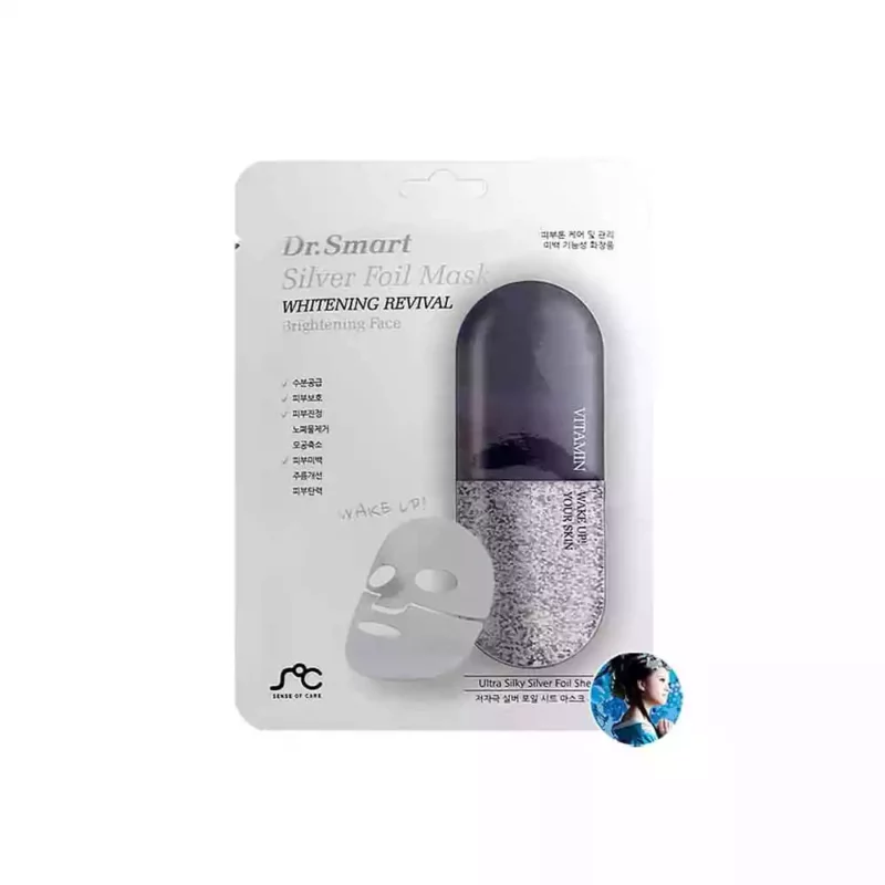 Маска для ровного цвета лица DR.SMART Silver Foil Mask Whitening Revival Brightening Face Mask