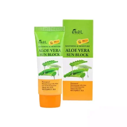 Солнцезащитный крем для лица и тела с экстрактом Алоэ Ekel Aloe Vera Sun Block SPF 50/PA+++, 70ml