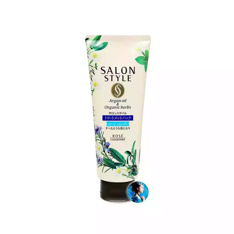 Восстанавливающая маска для волос с ароматом свежих трав KOSE COSMEPORT Salon Style Air in Smooth, 200 гр