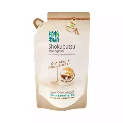Интенсивно увлажняющий гель-крем для душа Овсяное молочко и масло Ши Lion Shokubutsu Monogatari Oat Milk & Shea Butter refill