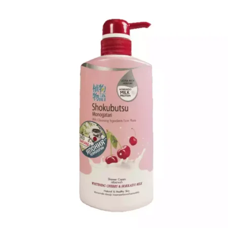 Увлажняющий гель-крем для душа Вишня и молочко Хоккайдо Lion Shokubutsu Monogatari Whitening Cherry & Hokkaido Milk Shower Cream