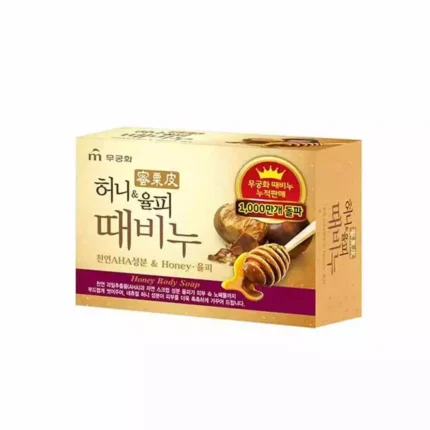 Отшелушивающее и увлажняющее мыло для тела и лица с медом и скорлупой каштанов Mukunghwa Honey Body Soap, 100 гр