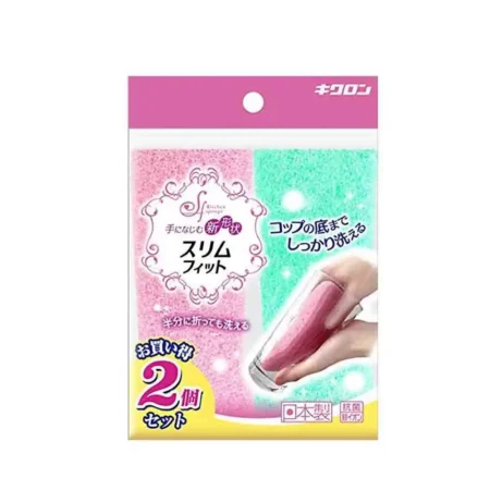 102433 SLIM FIT SPONGE SCOUTER NON SCRATCH Губка для мытья посуды с антибактериальной пропиткой, двухслойная, верхний слой средней жесткости, 2 шт/уп