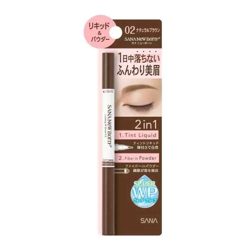 700170 NEW BORN LASTING W BROW EX N Влагостойкая подводка для бровей 2 в 1: жидкая подводка + пудра, тон 02, светло-коричневый