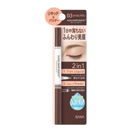 700187 NEW BORN LASTING W BROW EX N Влагостойкая подводка для бровей 2 в 1: жидкая подводка + пудра, тон 03, коричневый