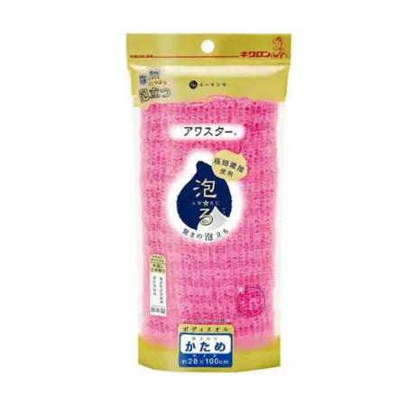 Мочалка массажная жесткая розовая KIKULON Awastar Nylon Body Wash Cloth Hard