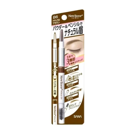 417269 NEW BORN W BROW EX Подводка для бровей 3 в 1: карандаш + пудра + щеточка, тон B6, коричневый