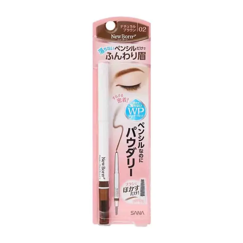 483585 NEW BORN POWDERY PENCIL BROW EX Мягкий пудровый карандаш для бровей с щеточкой, тон 02, светло-коричневый