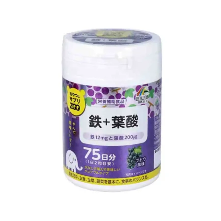 Unimat Riken Zoo Железо + Фолиевая кислота против анемии (малокровие), для иммунитета, 150 таблеток на 75 дней