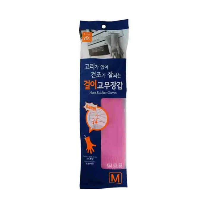 Перчатки латексные хозяйственные c крючком MYUNGJIN Rubber Glove Hook-Type M, 37*21sm