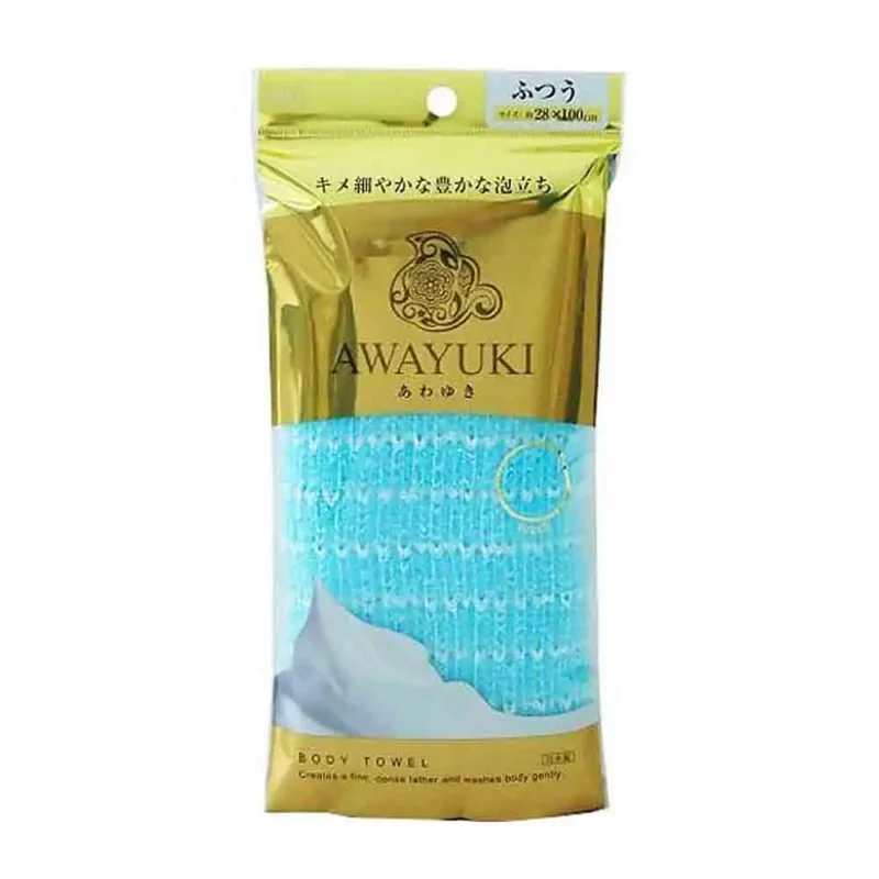 Мочалка для тела средней жесткости голубая O-HE AWAYUKI Nylon Towel Ordinary