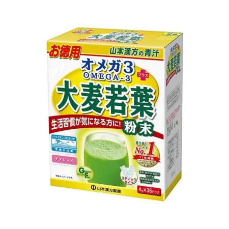 Kanpoh Yamamoto Аодзиру зеленый сок из побегов молодого ячменя с Омега-3 и спирулиной, 36 саше х 4гр