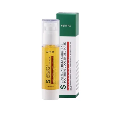 Успокаивающая охлаждающая гелевая маска для лица с бета-каротином PETITRA Lipo Jeune Beta-Carotene Soothing Cooler Gel Mask Артикул PET0143